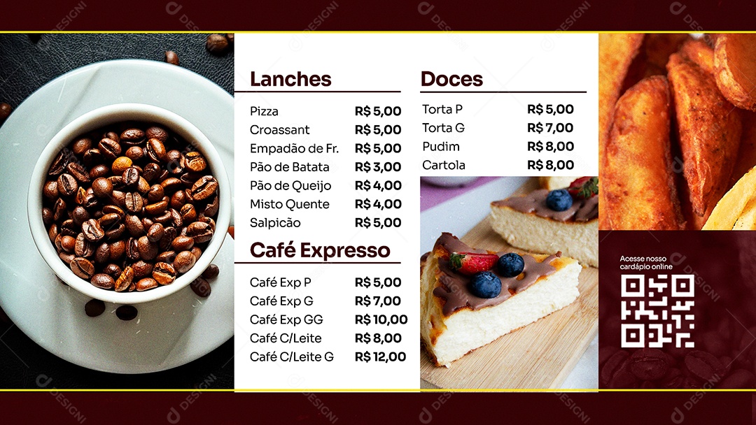 Modelo de Cardápio Cafeteria PSD Editável