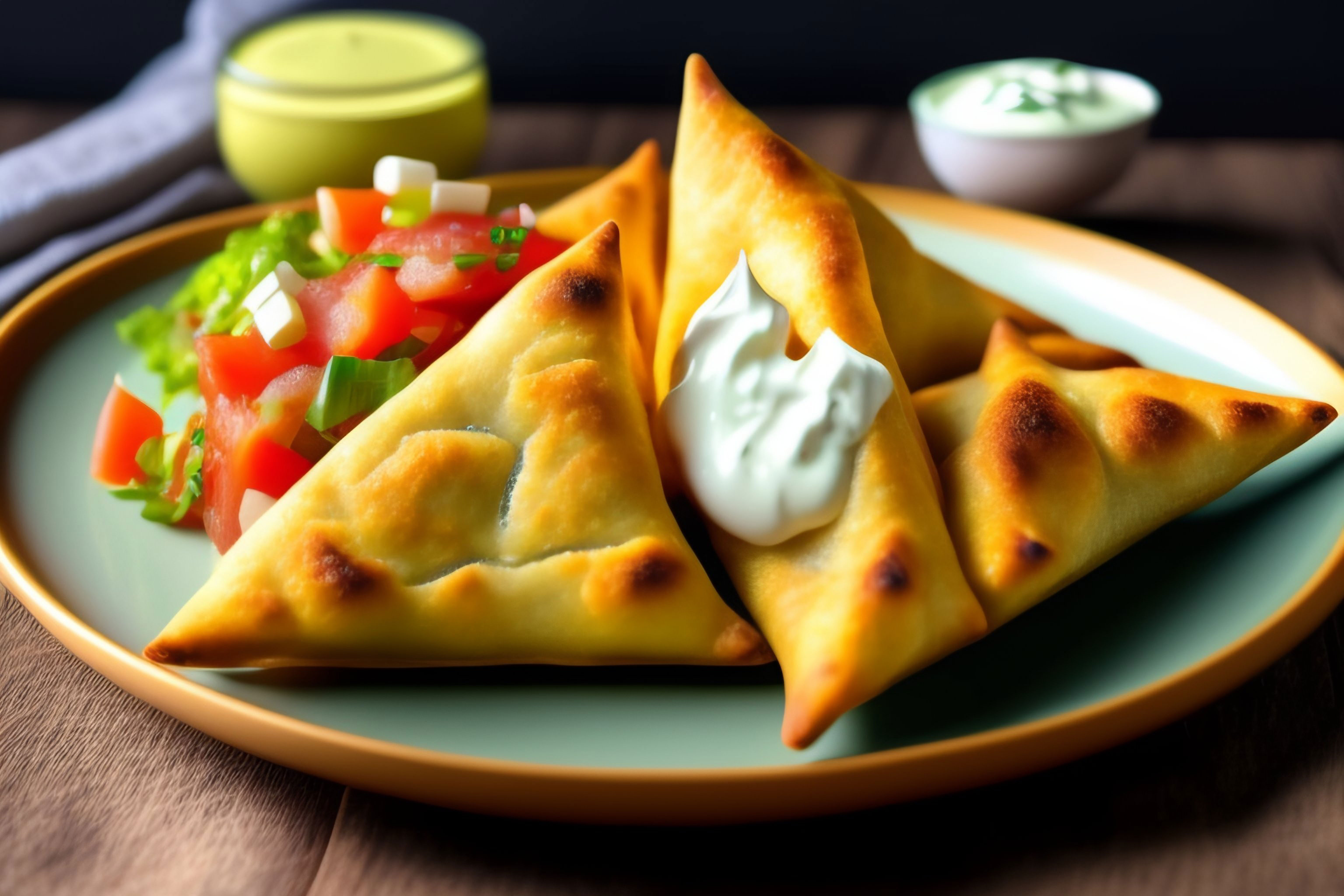 Delicioso lanche com tigela de molho