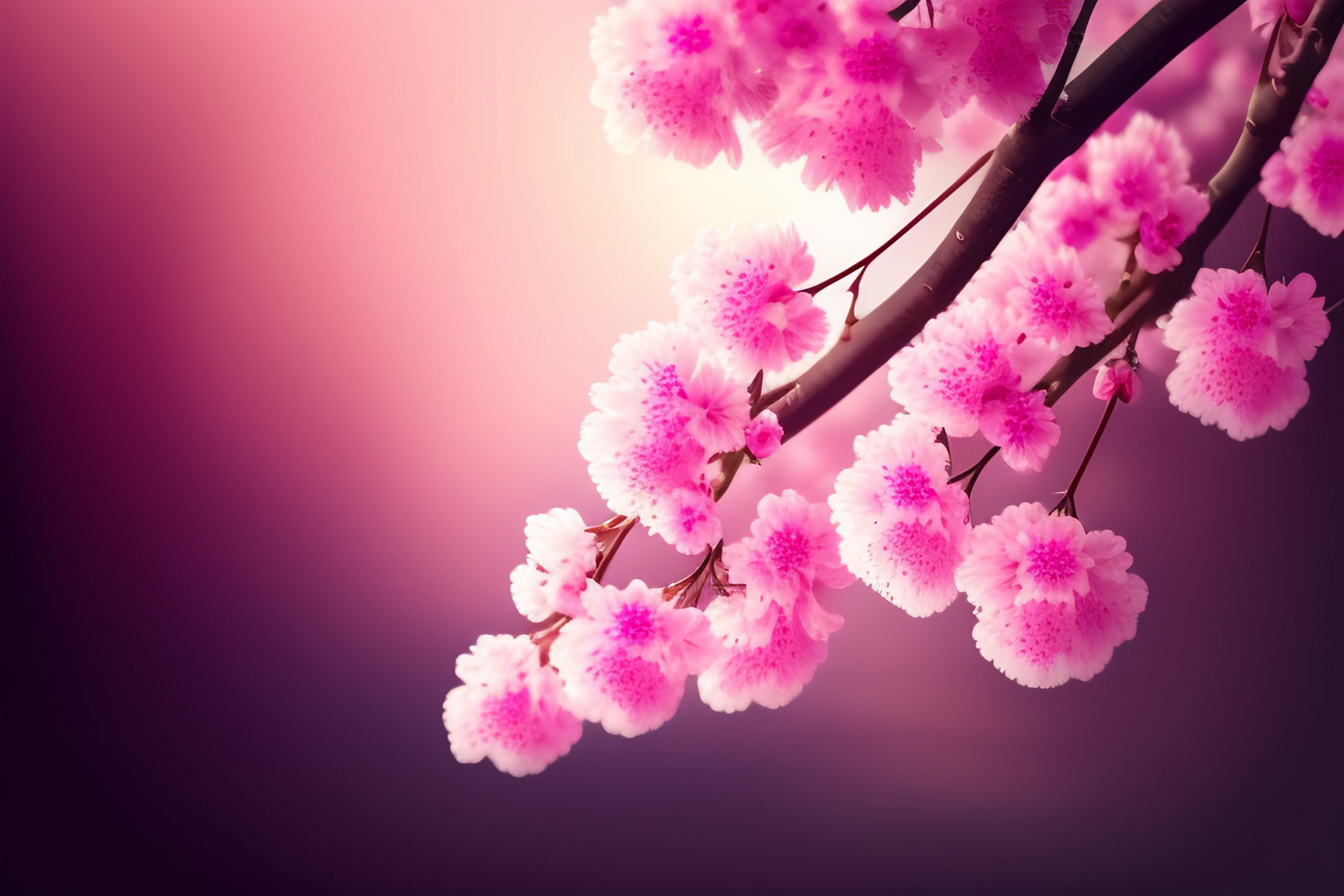 Linda flor de cerejeira sobre fundo rosa