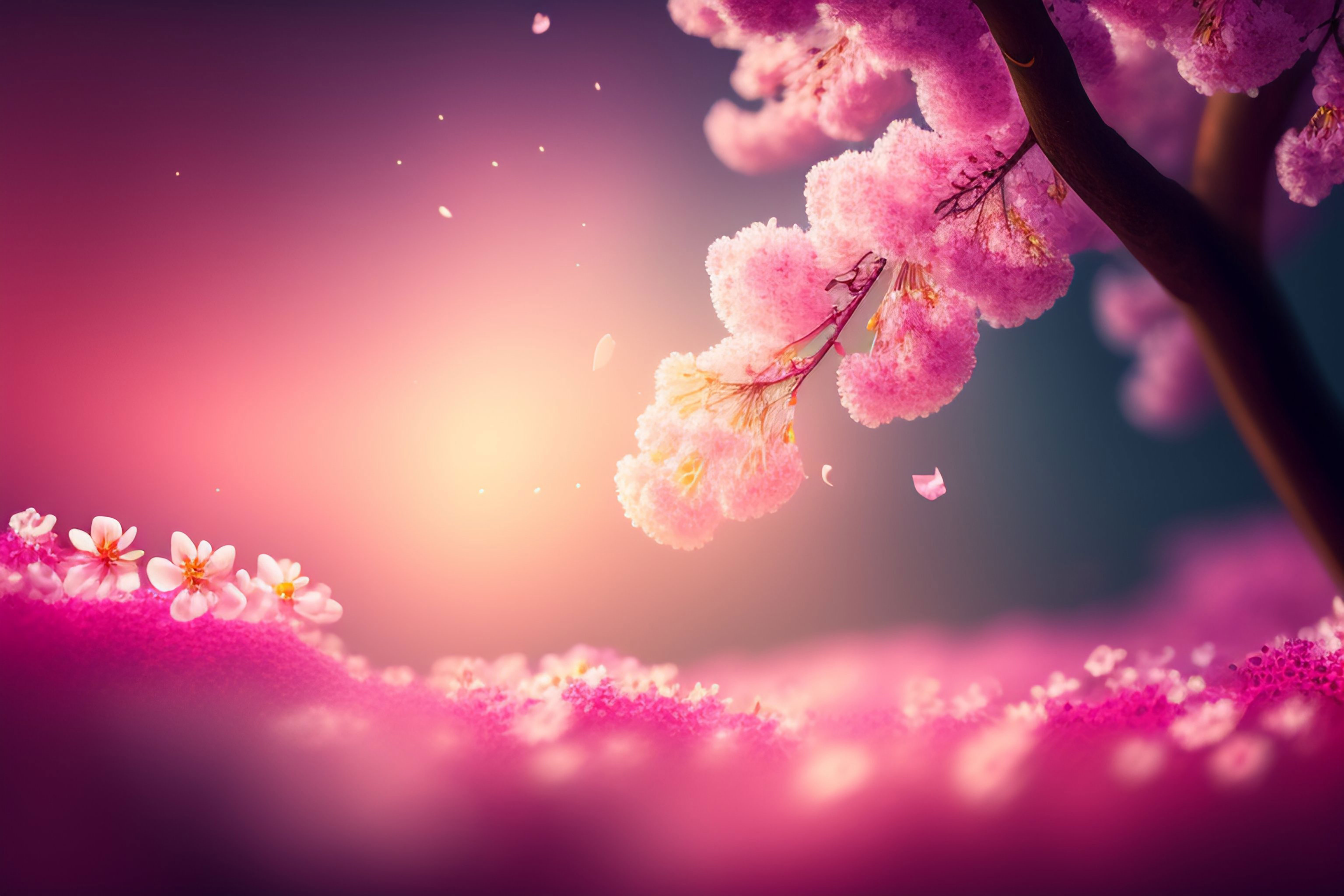 Linda flor de cerejeira sobre fundo rosa