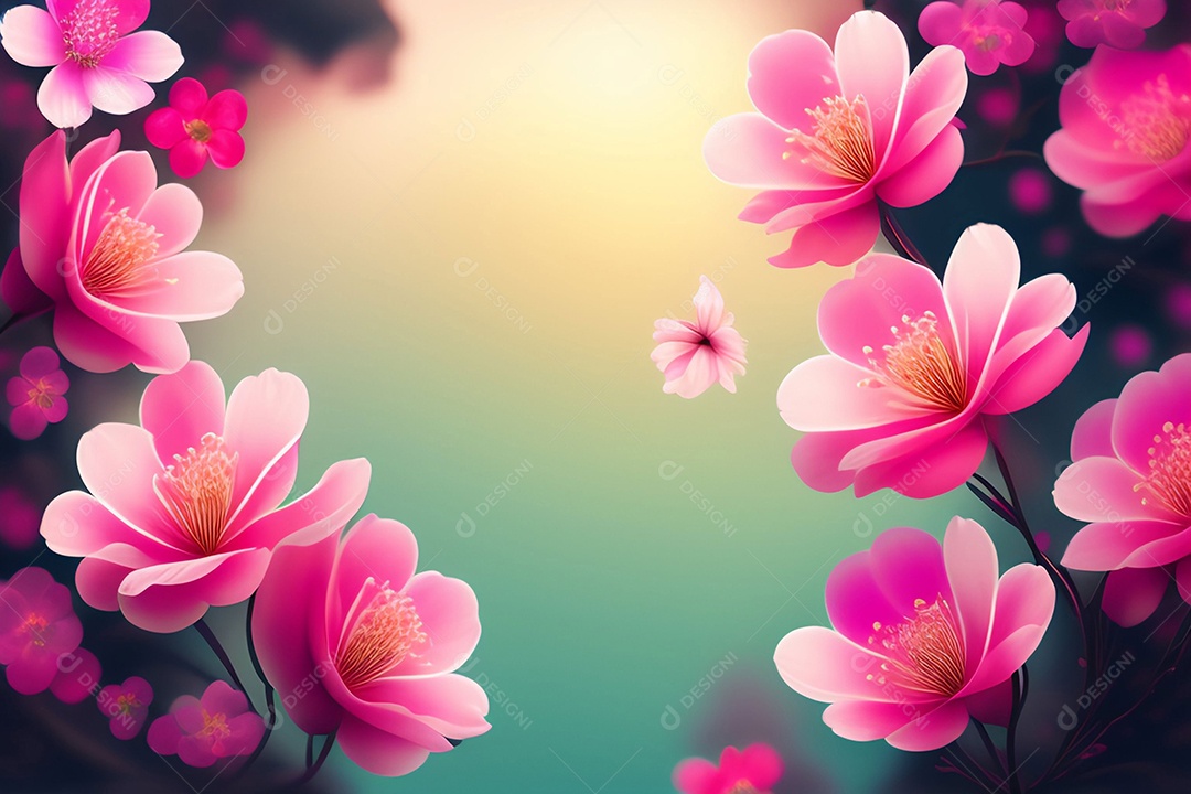 Background de lindas flores de cerejeira