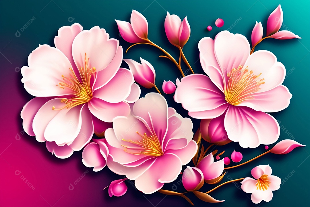 Background de lindas flores de cerejeira