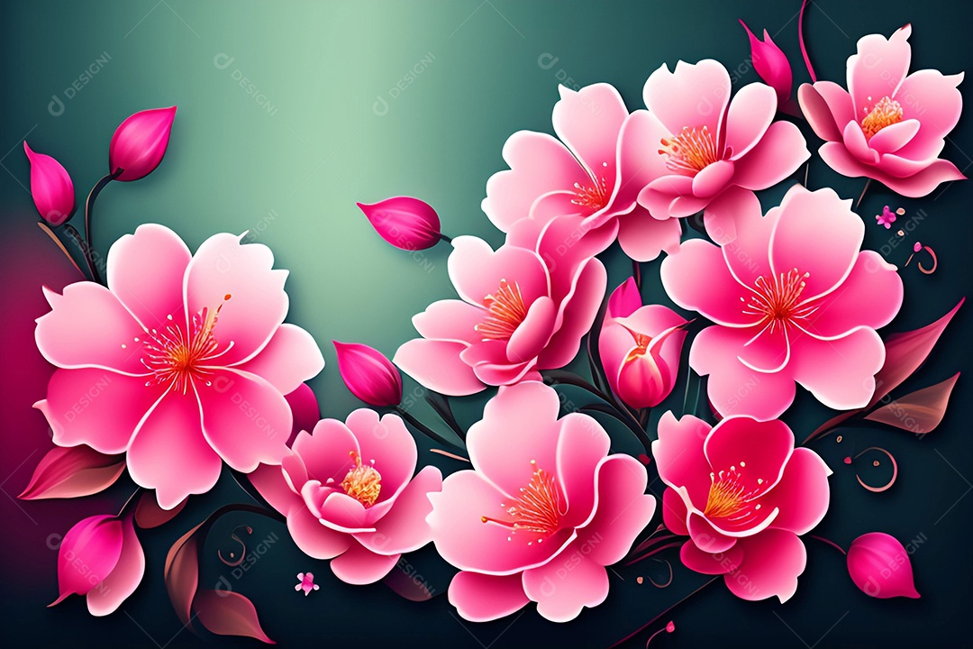 Background de lindas flores de cerejeira