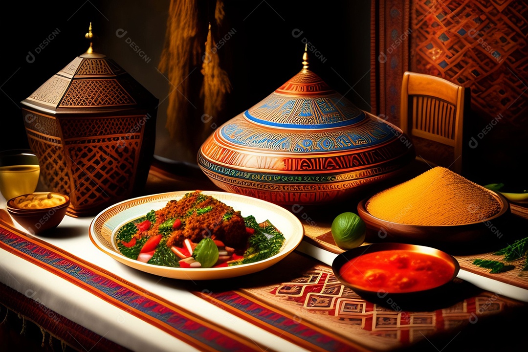 Deliciosa refeição típica de Marrocos