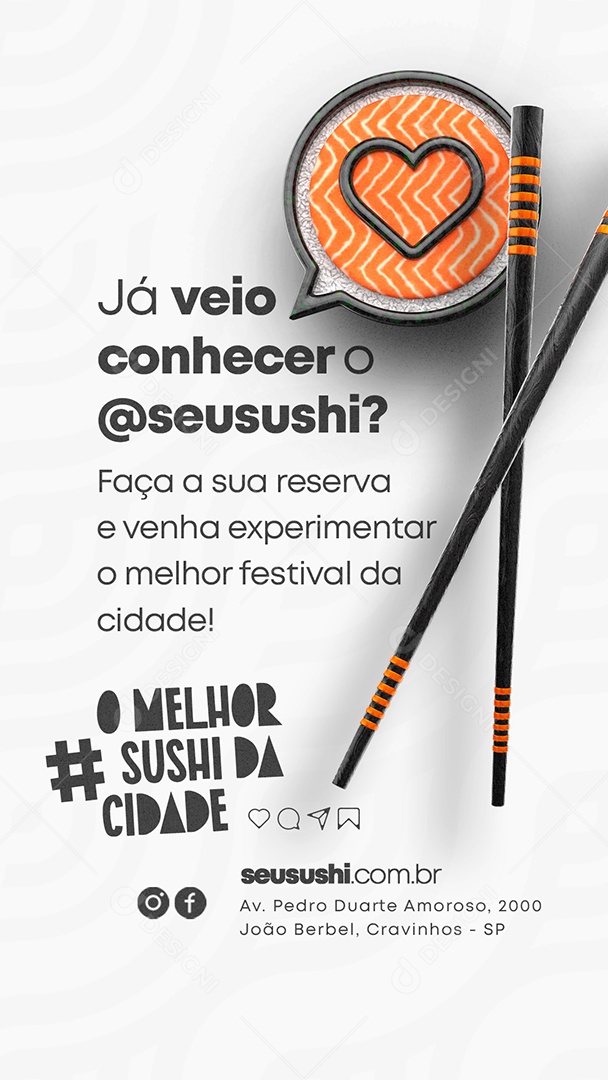 Story Já Veio Conhecer o Restaurante Japonês Social Media PSD Editável