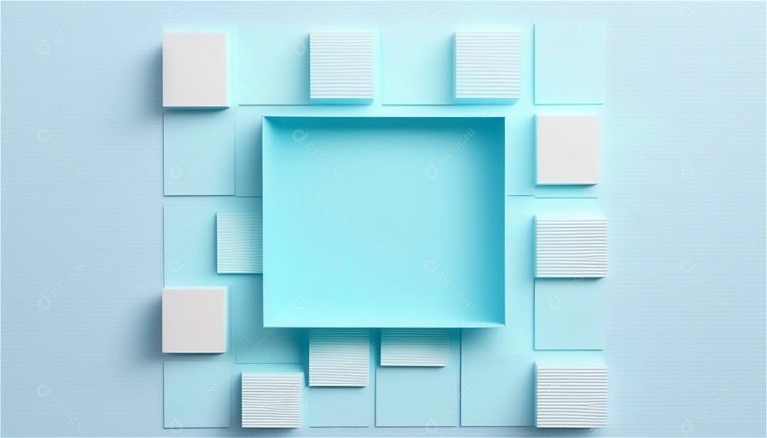 Modelo de plano de fundo de textura de papel vazio azul pastel, banner para publicidade. Formas geométricas retangulares recursos gráficos