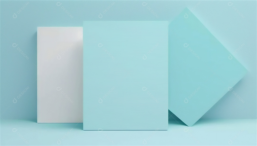 Modelo de plano de fundo de textura de papel vazio azul pastel, banner para publicidade. Formas geométricas retangulares recursos gráficos