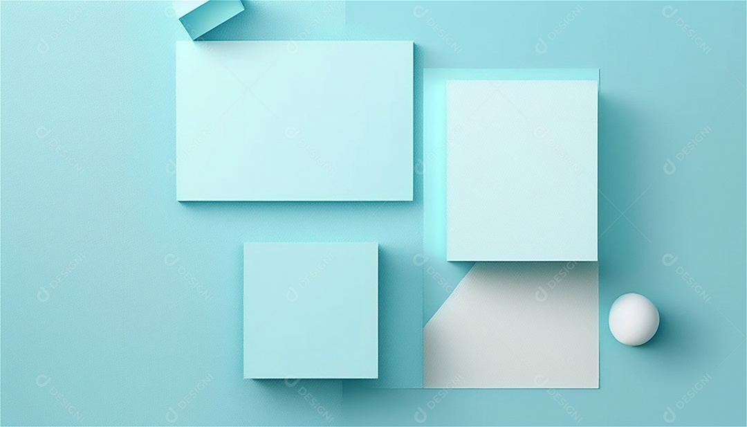 Modelo de plano de fundo de textura de papel vazio azul pastel, banner para publicidade. Formas geométricas retangulares recursos gráficos