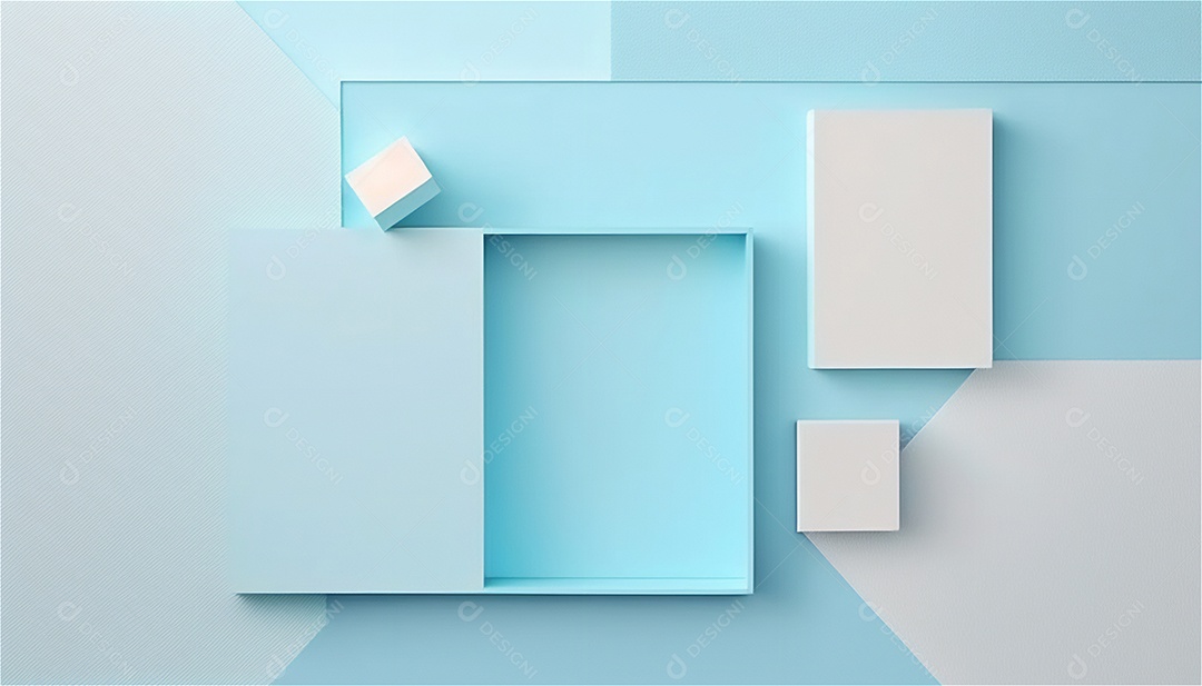 Modelo de plano de fundo de textura de papel vazio azul pastel, banner para publicidade. Formas geométricas retangulares recursos gráficos