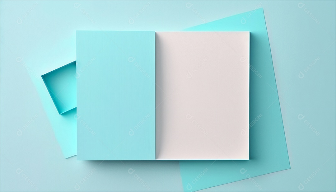 Modelo de plano de fundo de textura de papel vazio azul pastel, banner para publicidade. Formas geométricas retangulares recursos gráficos