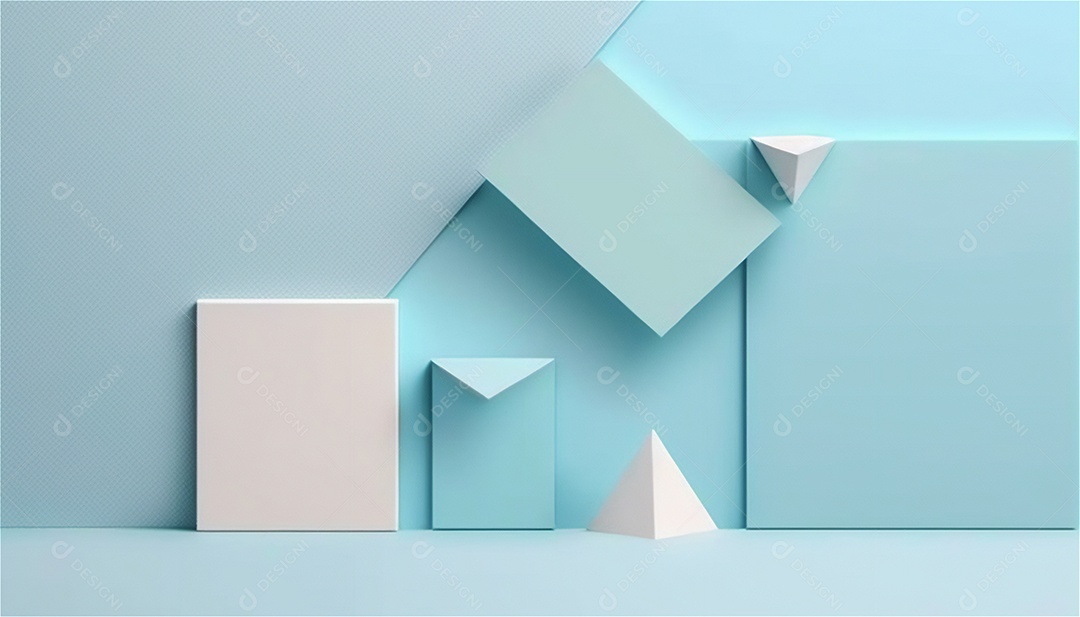 Modelo de plano de fundo de textura de papel vazio azul pastel, banner para publicidade. Formas geométricas retangulares recursos gráficos
