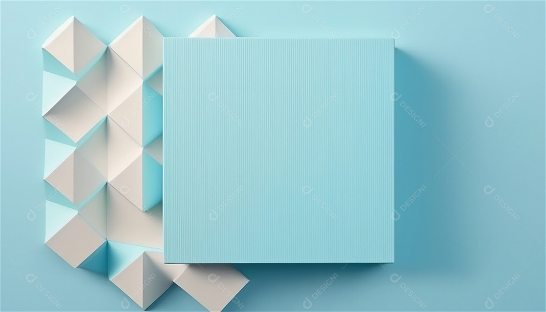 Modelo de plano de fundo de textura de papel vazio azul pastel, banner para publicidade. Formas geométricas retangulares recursos gráficos