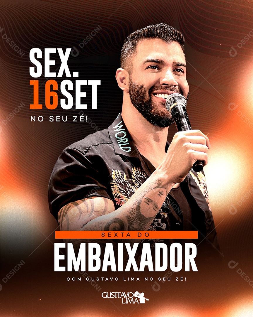 Sexta do Embaixador Gusttavo Lima Flyer Social Media PSD Editável
