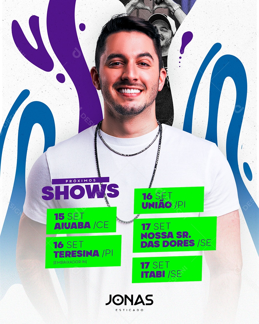 Próximos Shows Jonas Esticado Flyer Social Media PSD Editável
