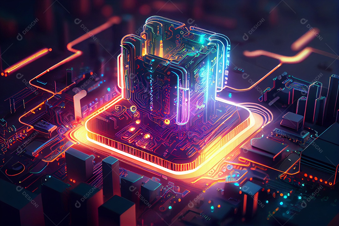 Circuito de cidade futurística neon