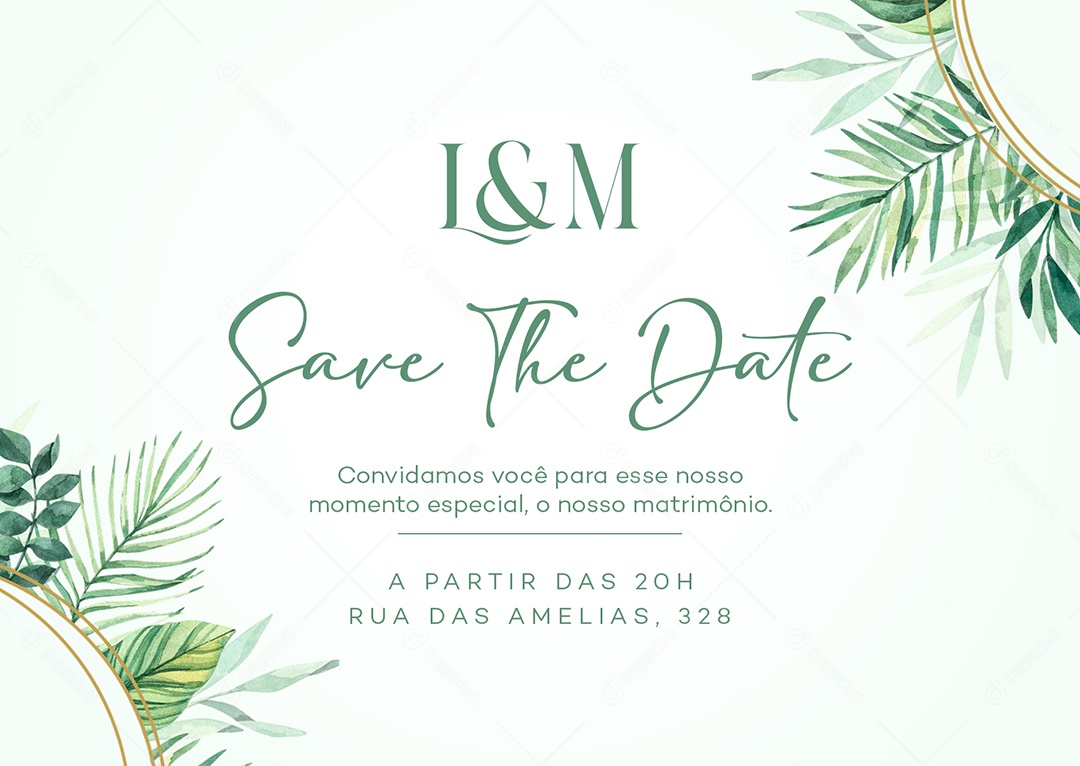 Modelo de Convite de Casamento L & M Save The Date PSD Editável