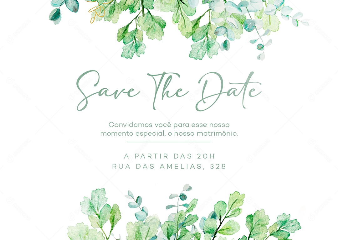 Modelo de Convite de Casamento Save The Date PSD Editável
