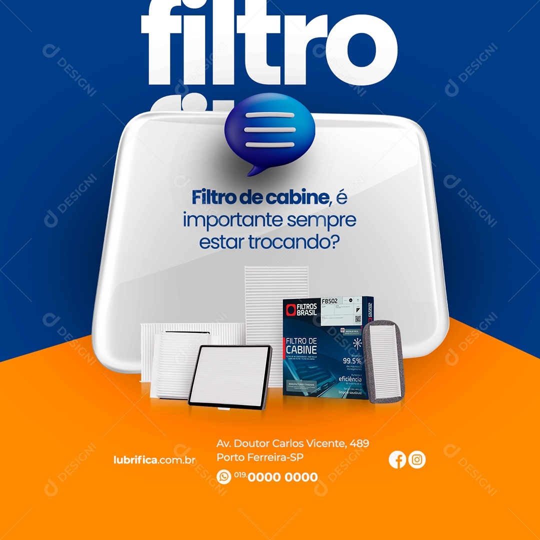 Filtro de Cabine é Importante Sempre Estar Trocando Oficina Lubrificante Social Media PSD Editável