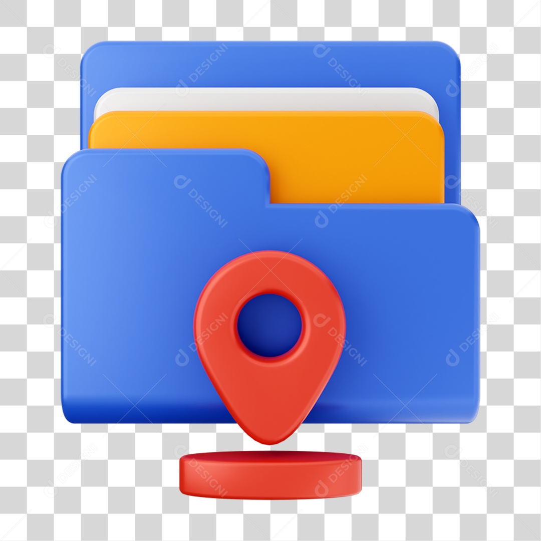 Elemento 3D Pasta de Arquivo Pin de Localização Para Composição PNG Transparente