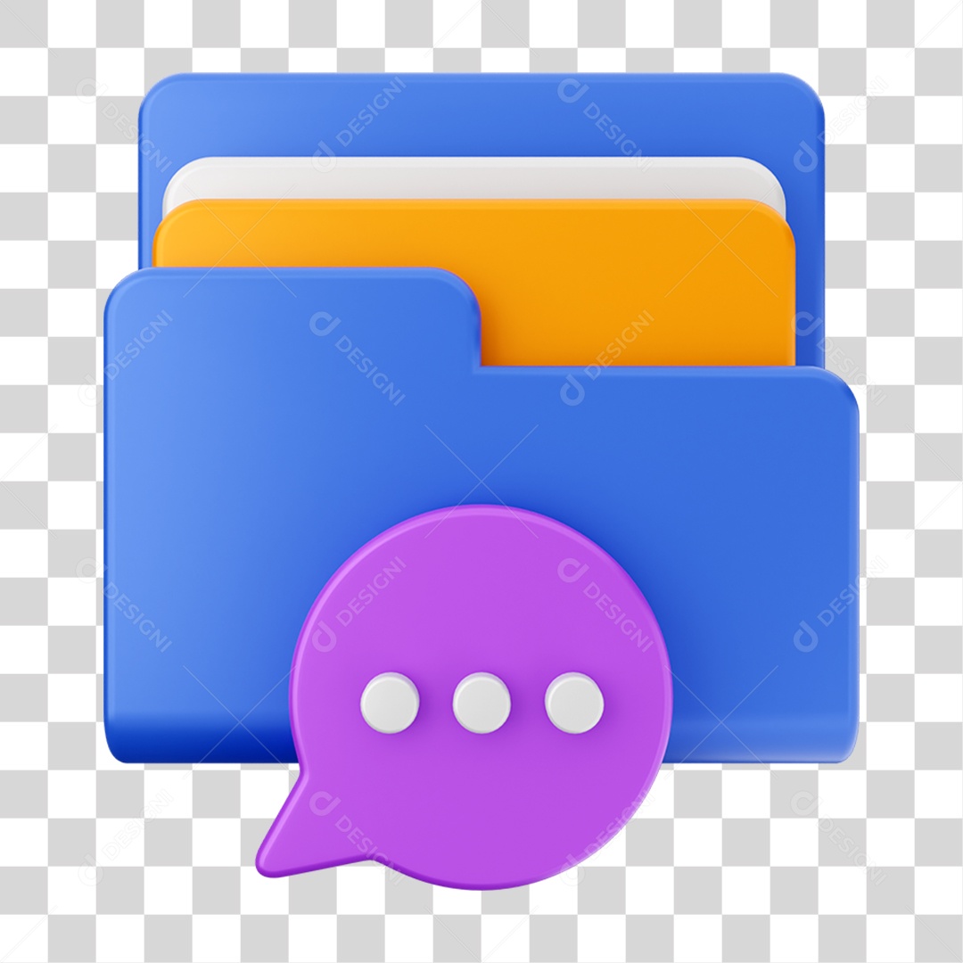 Elemento 3D Pasta de Arquivo Mensagem Para Composição PNG Transparente