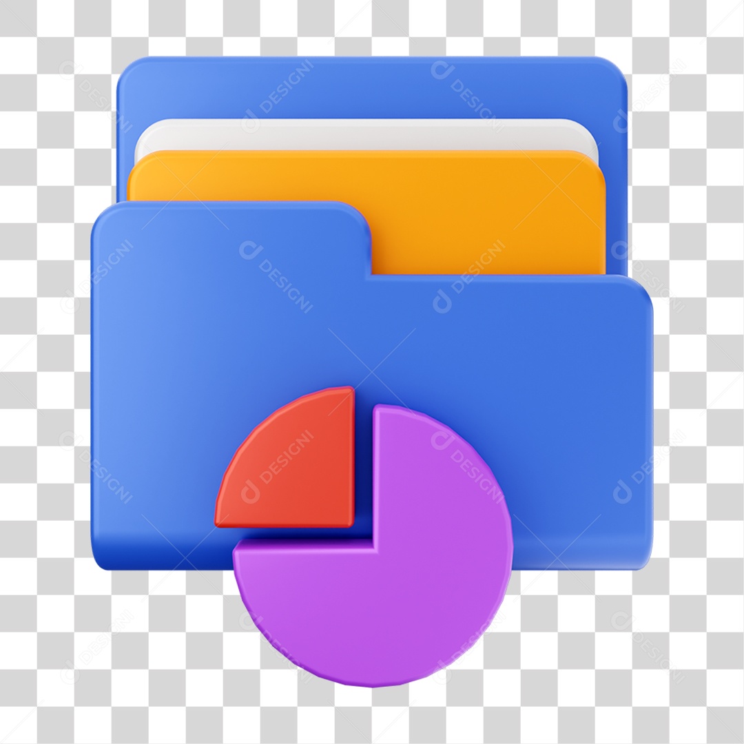 Elemento 3D Pasta de Arquivo Gráficos Para Composição PNG Transparente