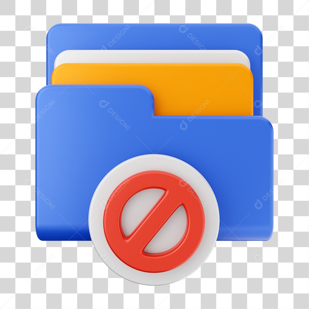 Elemento 3D Pasta de Arquivo Bloqueio Para Composição PNG Transparente