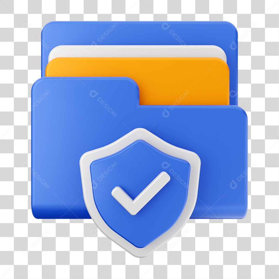Elemento 3D Pasta de Arquivo Escudo Para Composição PNG Transparente