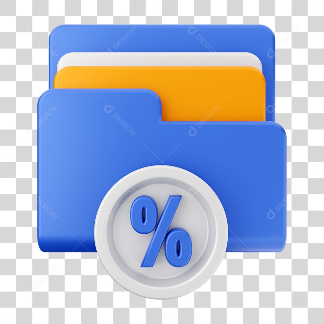 Elemento 3D Pasta de Arquivo Porcentagem Para Composição PNG Transparente