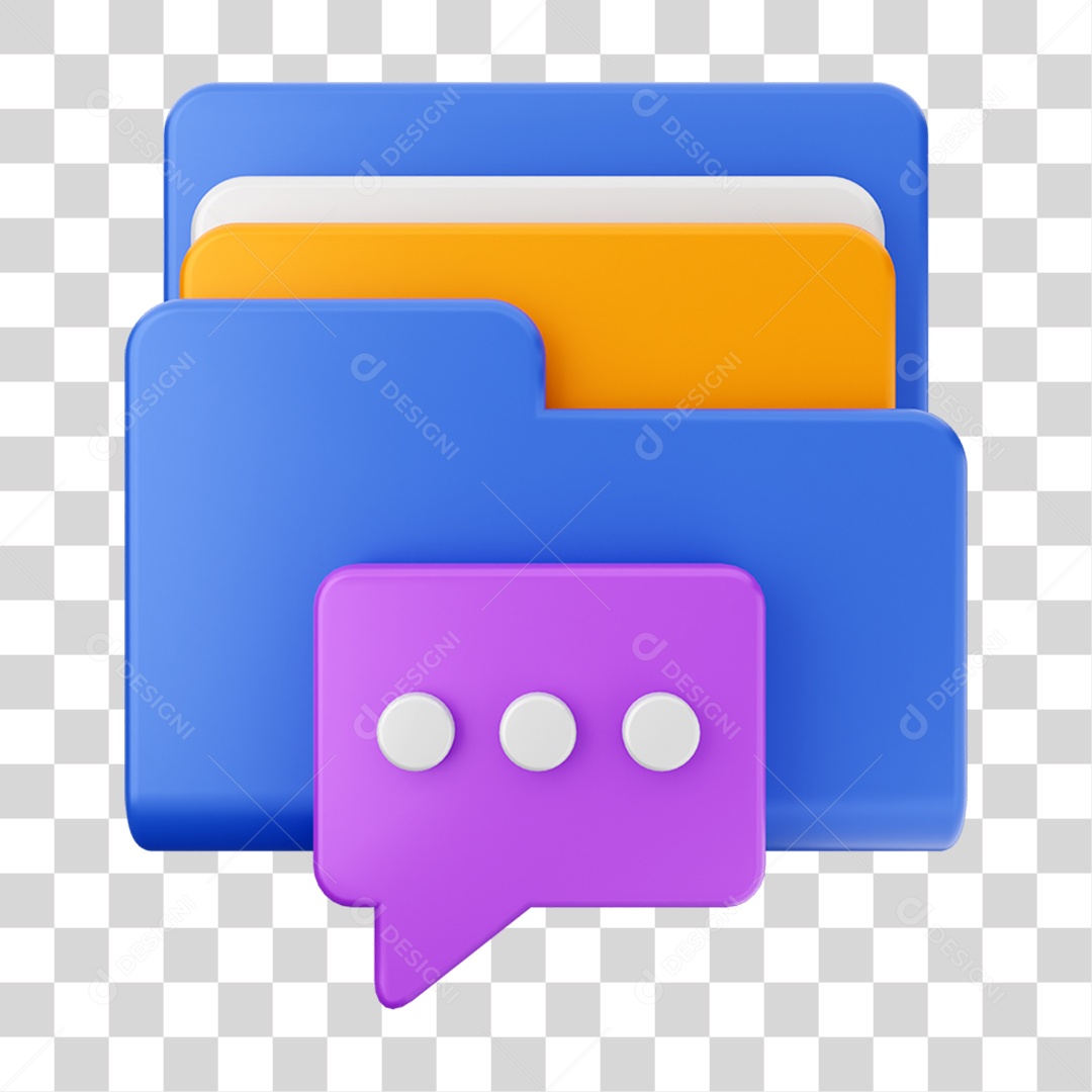 Elemento 3D Pasta de Arquivo Mensagem Para Composição PNG Transparente
