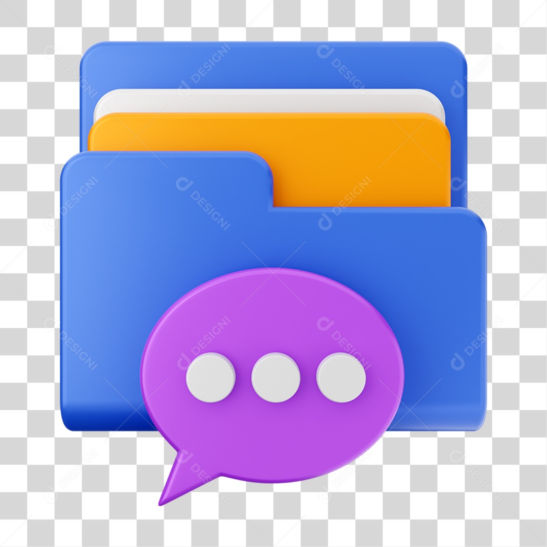 Elemento 3D Pasta de Arquivo Mensagem Para Composição PNG Transparente