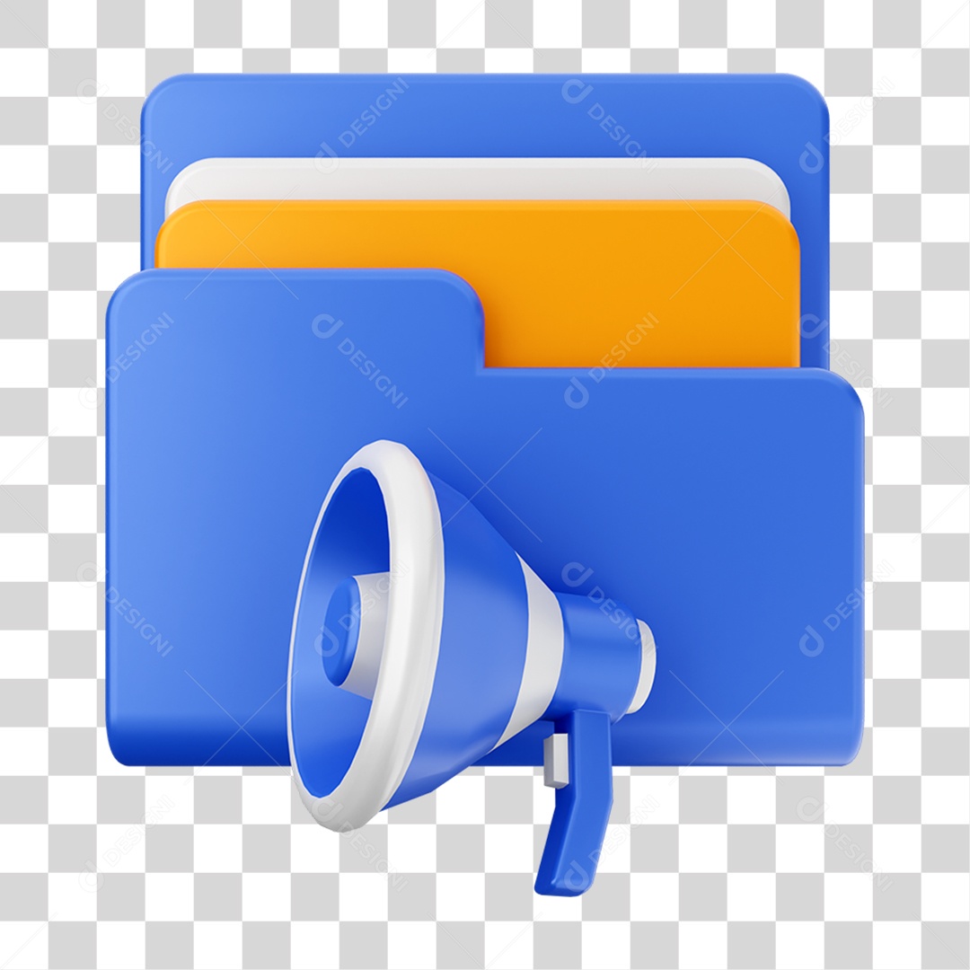 Elemento 3D Pasta de Arquivo Alto Falante Para Composição PNG Transparente