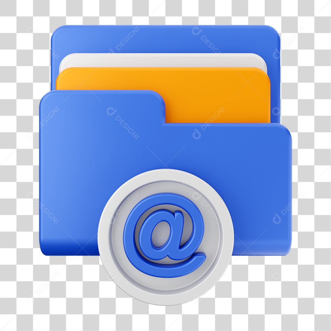Elemento 3D Pasta de Arquivo @ Para Composição PNG Transparente