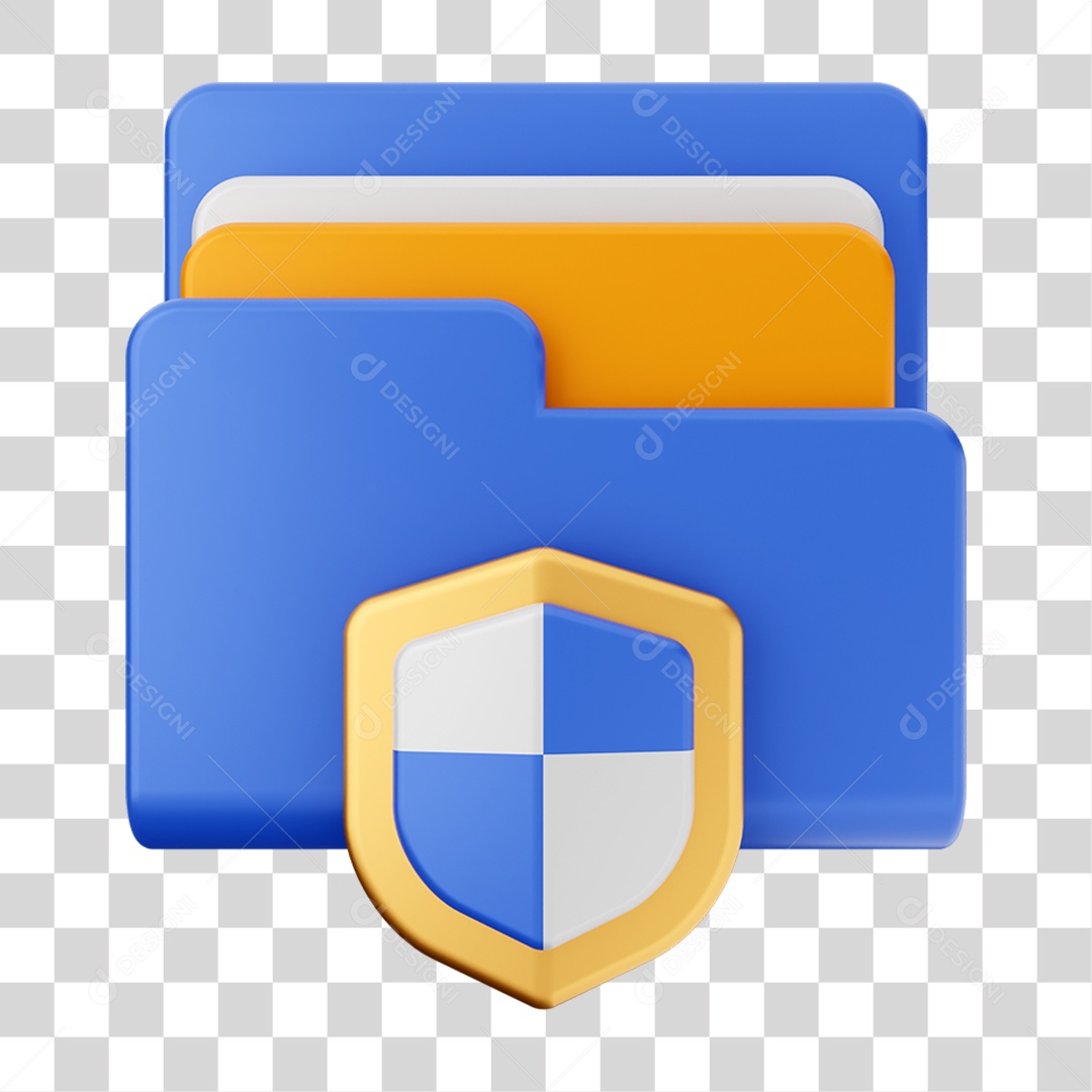 Elemento 3D Pasta de Arquivo Escudo Para Composição PNG Transparente