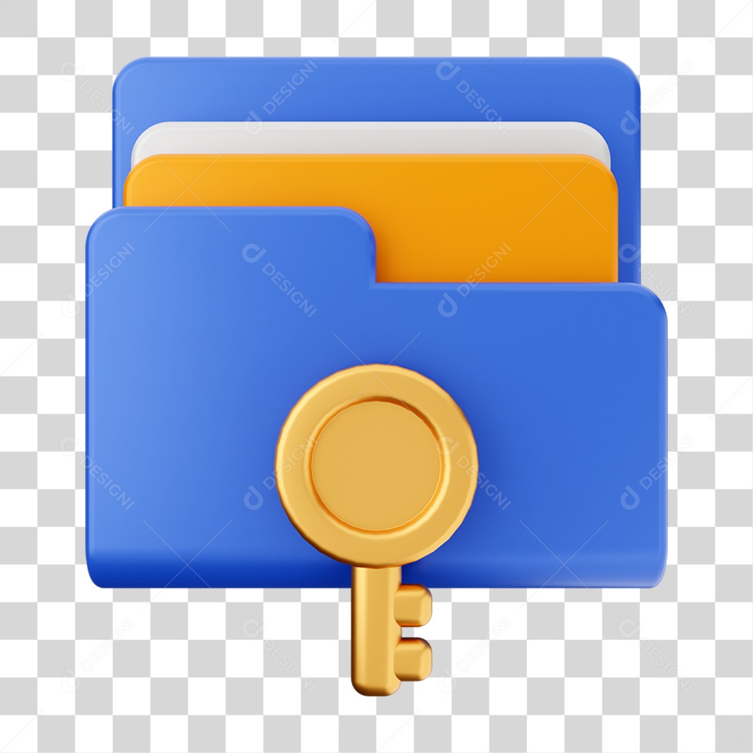 Elemento 3D Pasta de Arquivo Chave Para Composição PNG Transparente
