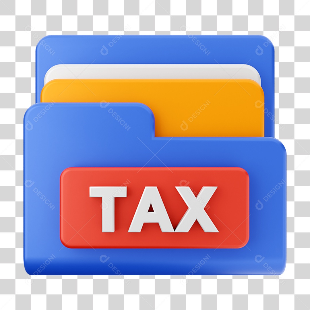 Elemento 3D Pasta de Arquivo TAX Para Composição PNG Transparente