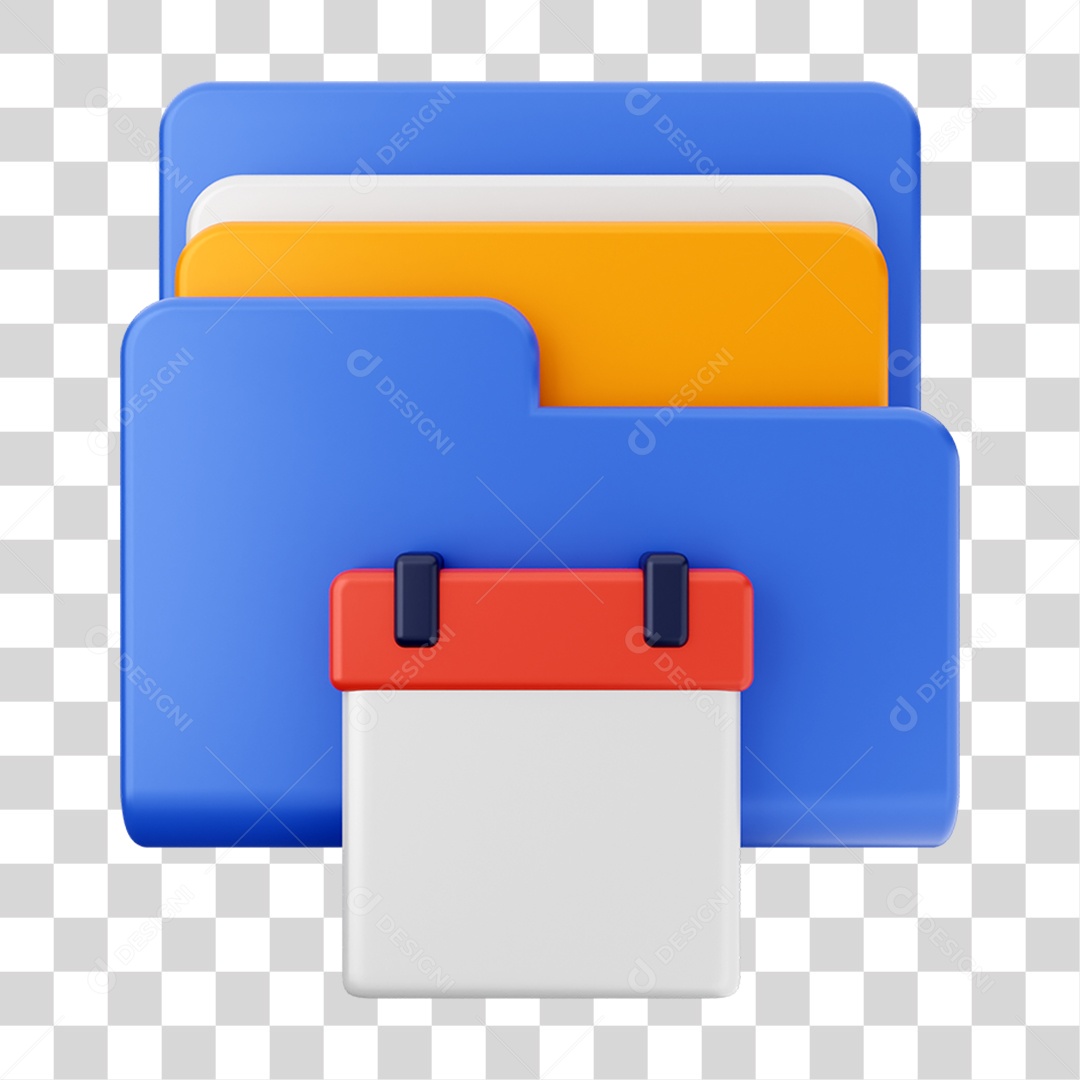 Elemento 3D Pasta de Arquivo Calendário Para Composição PNG Transparente