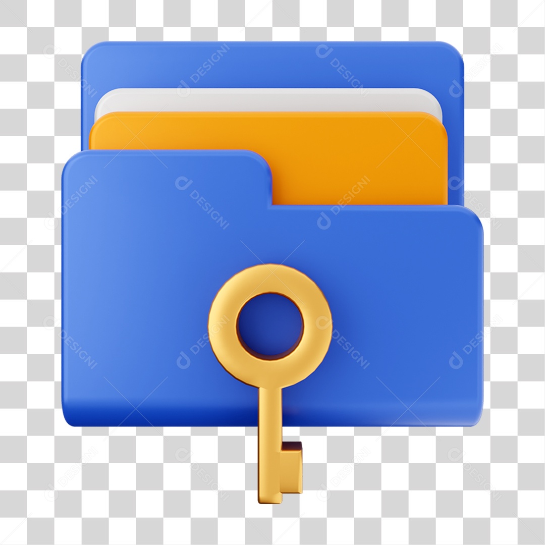 Elemento 3D Pasta de Arquivo Chave Para Composição PNG Transparente