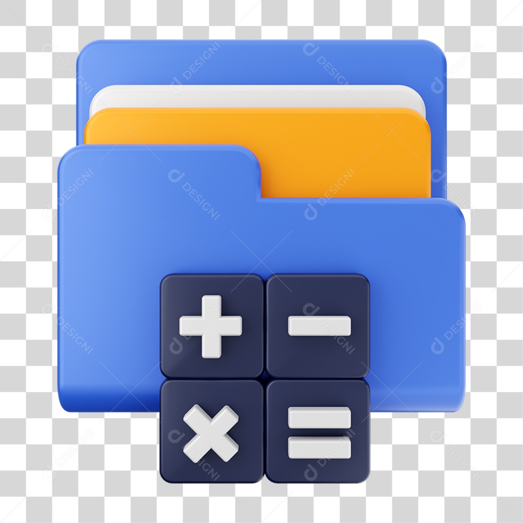 Elemento 3D Pasta de Arquivo Calculadora Para Composição PNG Transparente