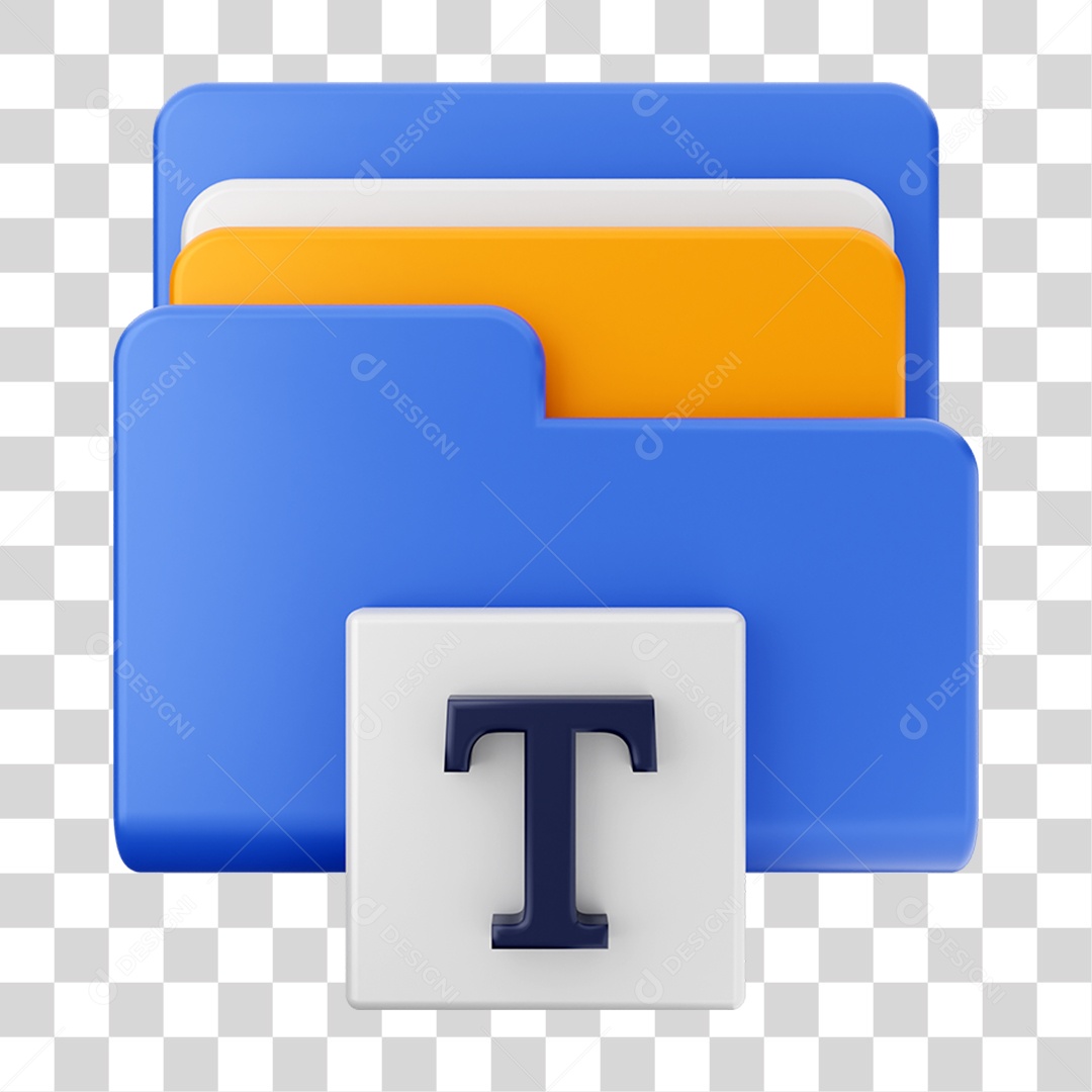Elemento 3D Pasta de Arquivo Tecla T Para Composição PNG Transparente