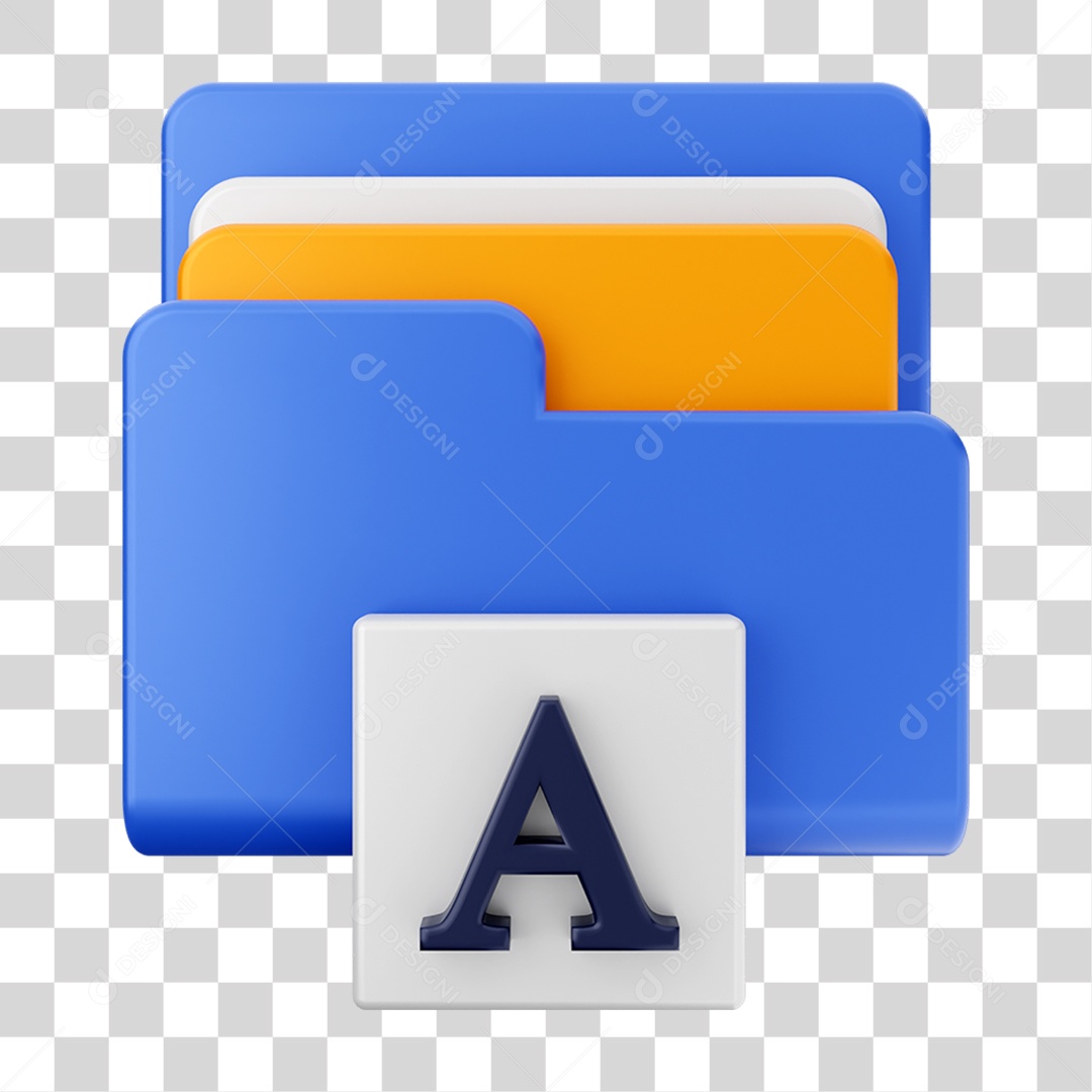 Elemento 3D Pasta de Arquivo tecla A Para Composição PNG Transparente