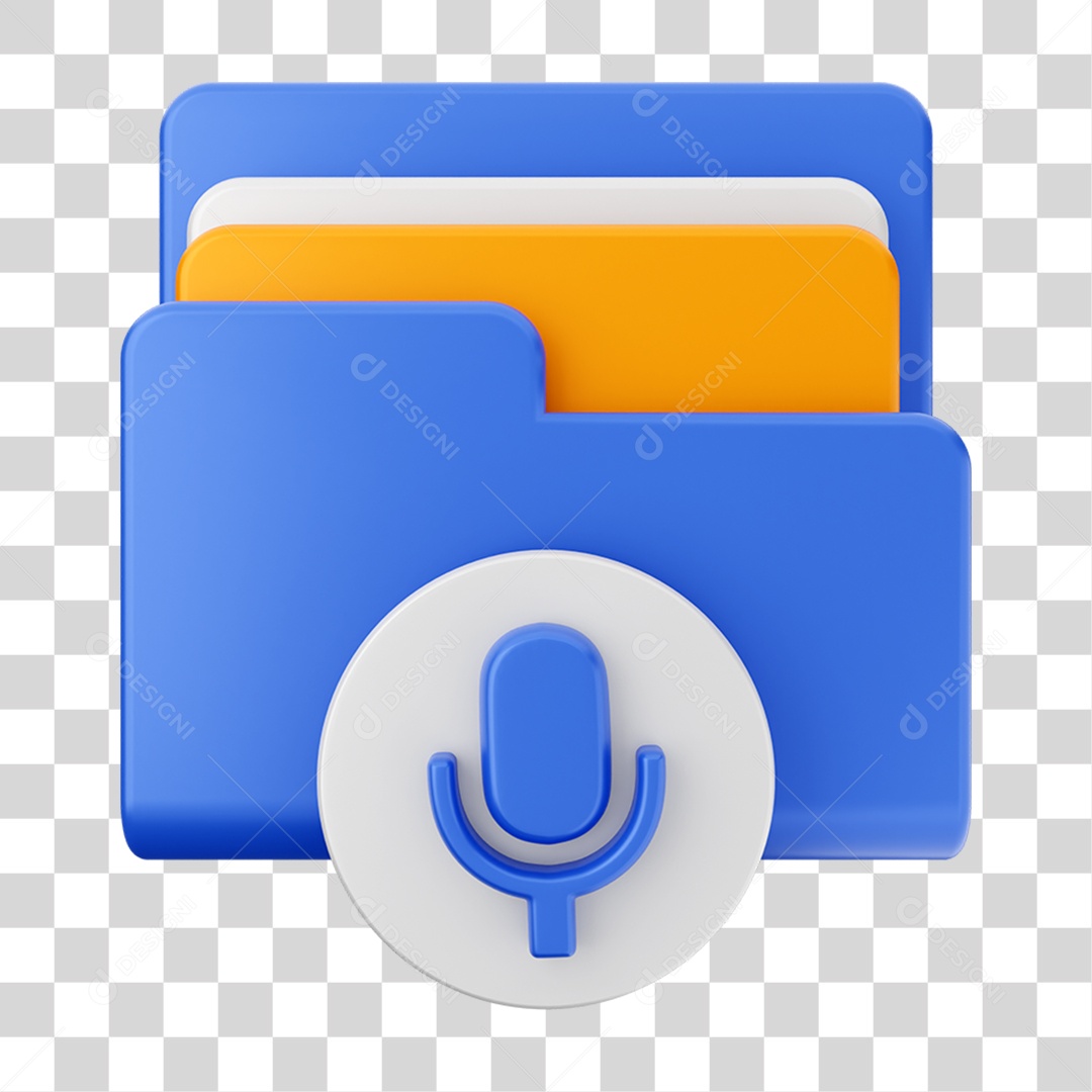 Elemento 3D Pasta de Arquivo Microfone Para Composição PNG Transparente