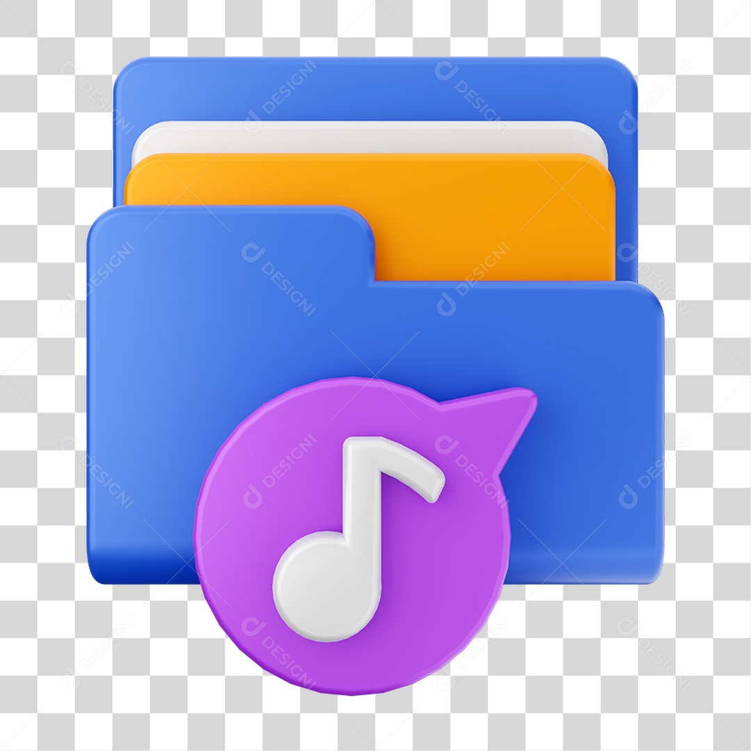 Elemento 3D Pasta de Arquivo Músicas Para Composição PNG Transparente