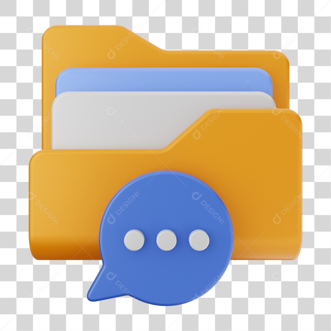 Elemento 3D Pasta de Arquivo Mensagem Para Composição PNG Transparente