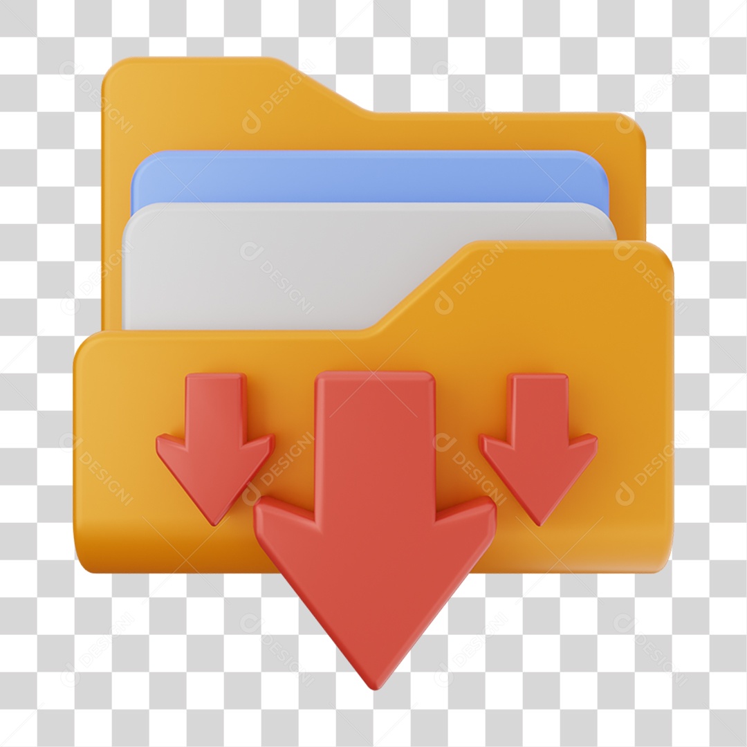 Elemento 3D Pasta de Arquivo Gráficos Para Composição PNG Transparente