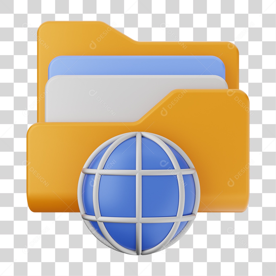 Elemento 3D Pasta de Arquivo Para Composição PNG Transparente