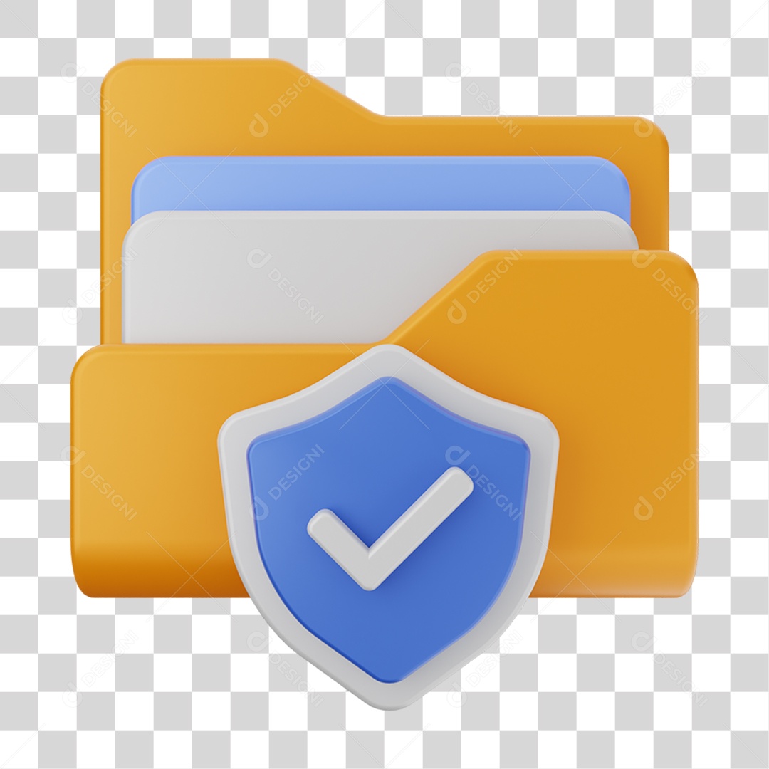 Elemento 3D Pasta de Arquivo Escudo Para Composição PNG Transparente