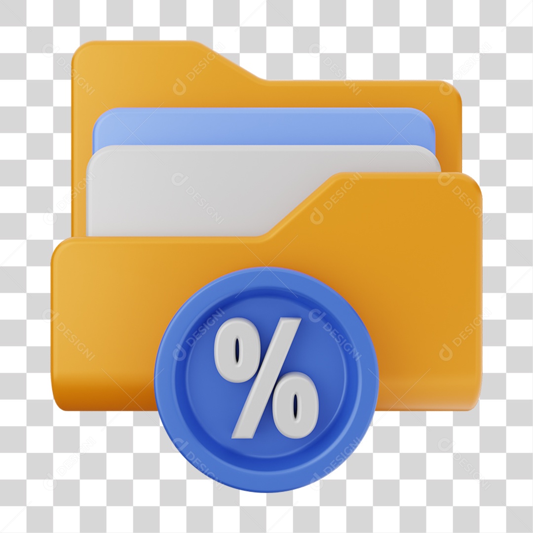 Elemento 3D Pasta de Arquivo Porcentagem Para Composição PNG Transparente
