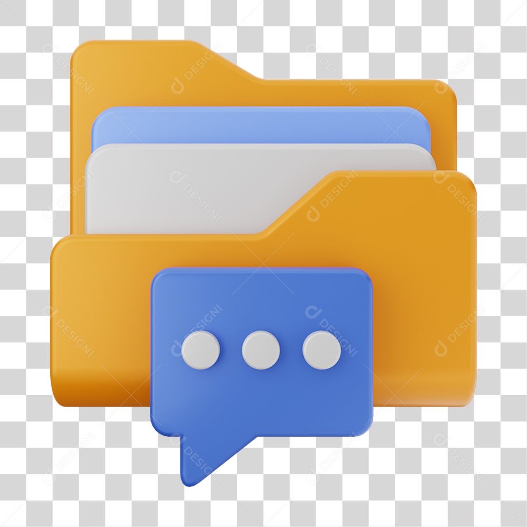 Elemento 3D Pasta de Arquivo Mensagem Para Composição PNG Transparente