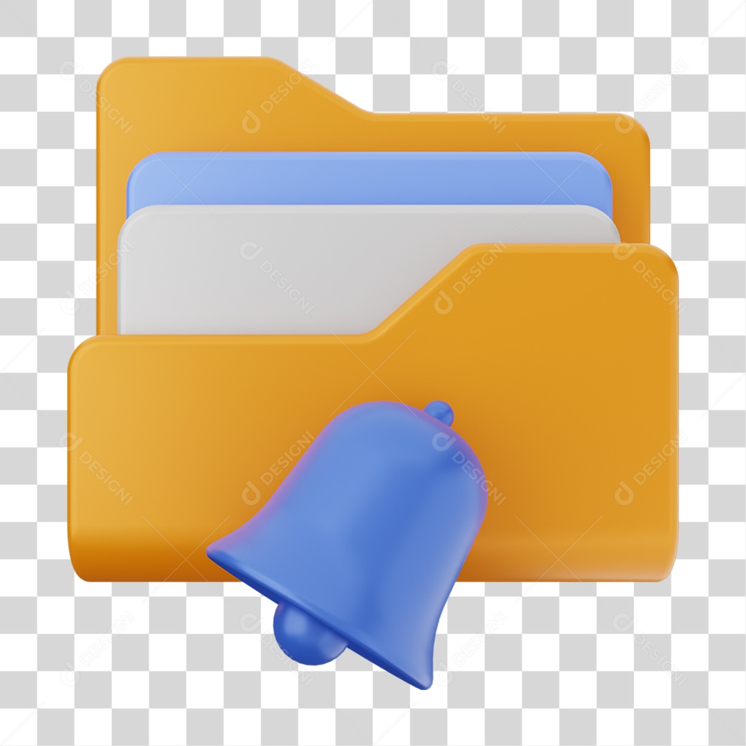 Elemento 3D Pasta de Arquivo Sino Para Composição PNG Transparente