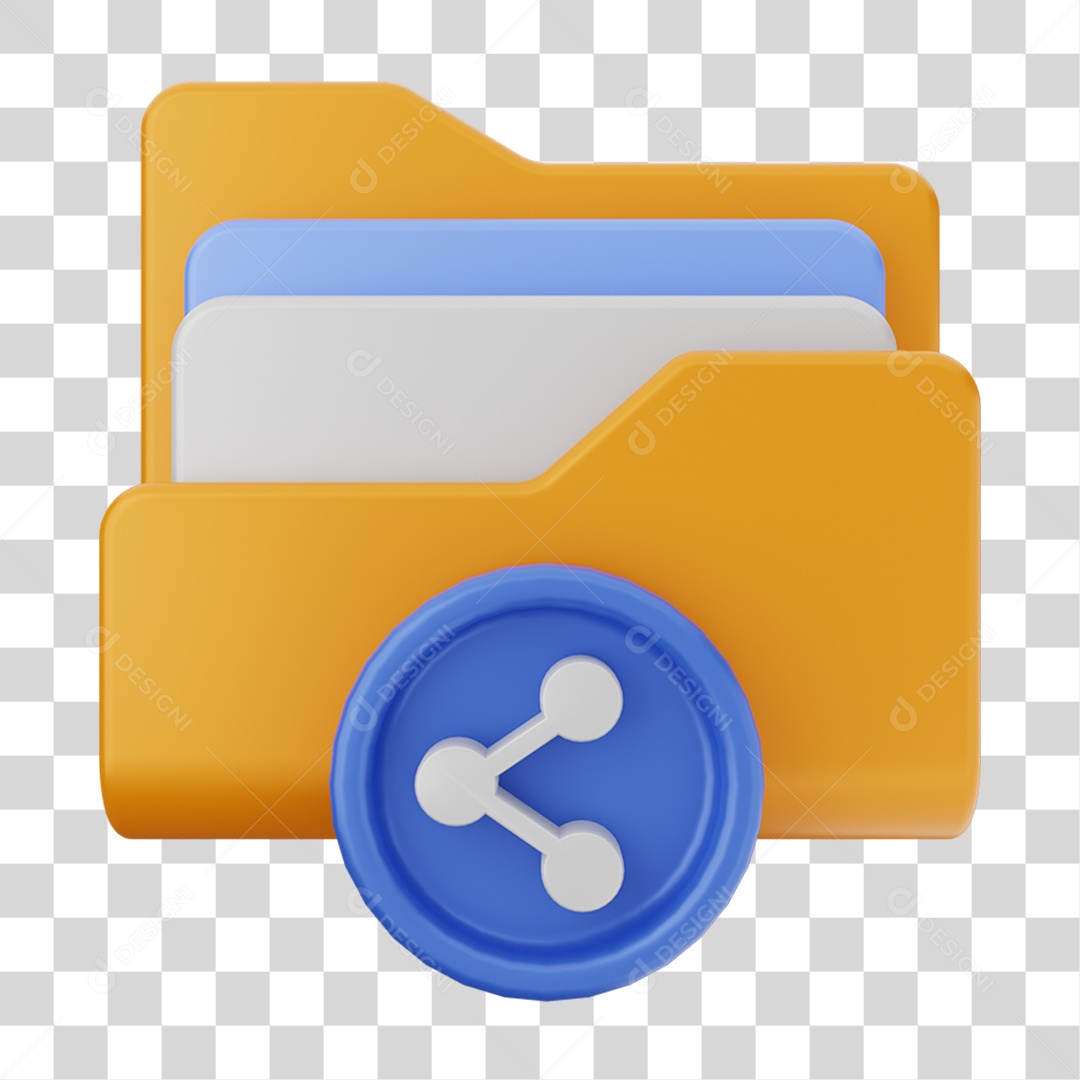 Elemento 3D Pasta de Arquivo Compartilhamento Para Composição PNG Transparente